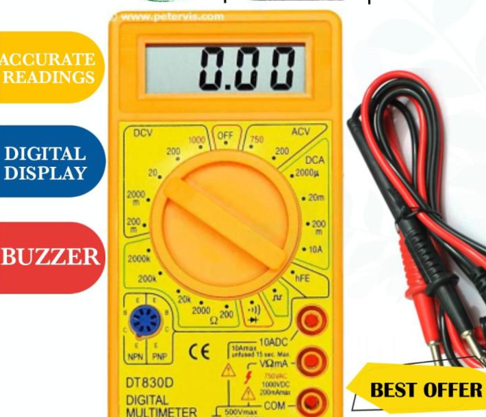Digital Multimeter Diode Transistor Tester AC DC Voltmeter DT 830D